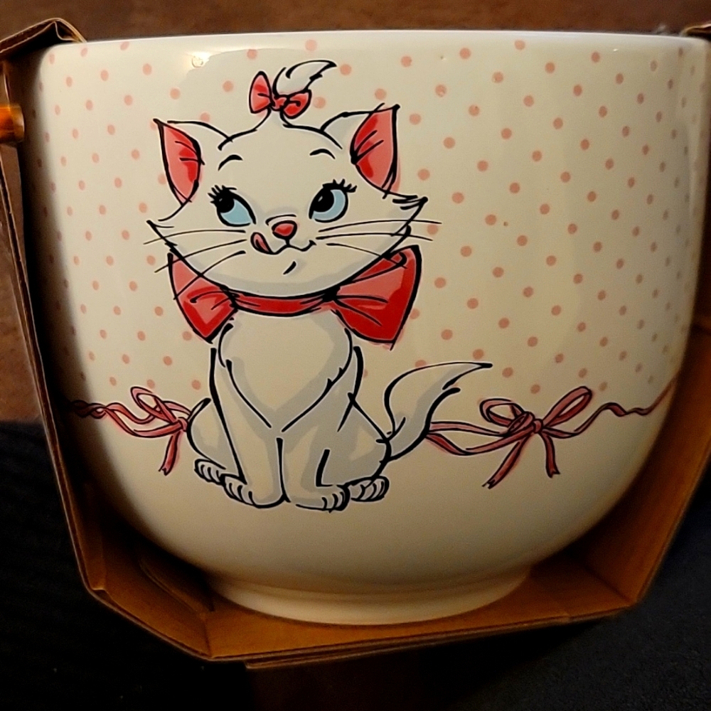 Disney The Aristocats Marie Bow Ribbon Ramen Bowl Cat Chopsticks Anime NEW!